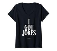 Donna I Got Jokes - Supporto per Microfono con Scritta Divertente Maglietta con Collo a V