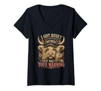 Donna I Got Quiet That Was Your Warning Highland Cow Women Maglietta con Collo a V