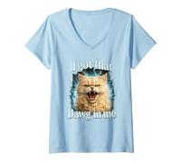 Donna I Got That Dawg in Me Cat Shirt Funny Angry Tabby Maine Coon Maglietta con Collo a V