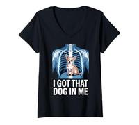 Donna I Got That Dog in Me Chihuahua Proprietario Chihuahua X-Ray Maglietta con Collo a V