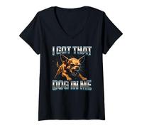 Donna I Got That Dog in Me - Divertente Chihuahua Meme Maglietta con Collo a V