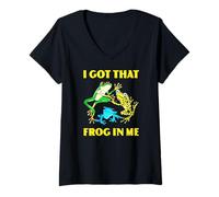 Donna I Got That Frog In Me Meme Divertente Donne Uomini Maglietta con Collo a V