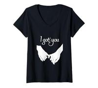 Donna I Got You Pinky Promise - Simbolo di Supporto e connessione Maglietta con Collo a V