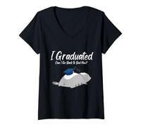 Donna I Graduated Can I Go Back To Bed Laurea Amanti dei Gatti Maglietta con Collo a V