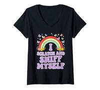 Donna I GRAFO E Sniff Myself Divertente Adulto Umorismo Arcobaleno Maglietta con Collo a V