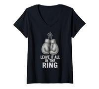 Donna I guantoni da boxe lasciano tutto nel ring boxe Maglietta con Collo a V