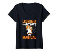 Donna I guerrieri della leucemia sono la consapevolezza magica degli unicorni che dabbing Maglietta con Collo a V