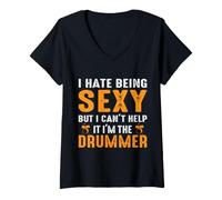 Donna I Hate Being Sexy But I Can't Help It I'm The Drummer Maglietta con Collo a V