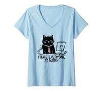 Donna I Hate Everyone At Work Maglietta con Collo a V