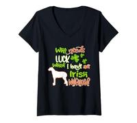 Donna I Have A Irish Wolfhound Dog Lucky Charm St Patricks Day Maglietta con Collo a V