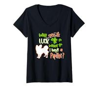 Donna I Have A Papillon Dog Lucky Charm Shamrock St Patricks Day Maglietta con Collo a V