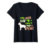 Donna I Have A Pit Bull Dog Lucky Funny St Patricks Day Maglietta con Collo a V