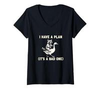Donna I Have A Plan Its A Bad One Sarcastico Humor Planner Leader Maglietta con Collo a V