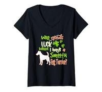 Donna I Have A Smooth Fox Terrier Dog Lucky Funny St Patricks Day Maglietta con Collo a V