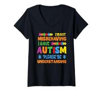 Donna I Have Autism Autistic Kids Autism Awareness Unisex Adulti Maglietta con Collo a V