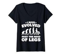 Donna I Have Evolved Past The Need of Legs Divertente Sedia a rotelle Maglietta con Collo a V