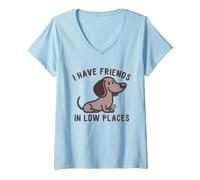 Donna I Have Friends Low Places Maglietta con Collo a V