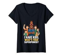 Donna I Have Kids What Your Superpower Anime Style Maglietta con Collo a V