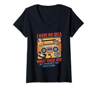 Donna I Have No Idea What These Are 90s 80s Retro Vintage Theme Maglietta con Collo a V