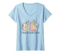 Donna I Have No Shelf Control Funny Library Book Reading Lovers Maglietta con Collo a V
