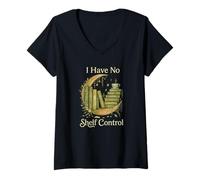 Donna I Have No Shelf Control Moon Books Cottagecore Maglietta con Collo a V