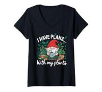 Donna I Have Plans with My Plants Funny GNOME Gardener Dicendo Maglietta con Collo a V