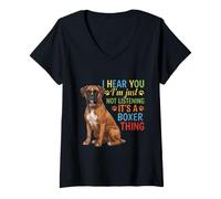 Donna I Hear You I'm Just Not Listening Boxer Maglietta con Collo a V