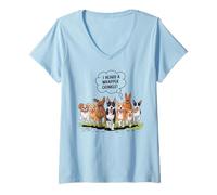 Donna I Heard A Wrapper Crinkle Funny Dogs Running for Dog Treatch Maglietta con Collo a V