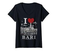 Donna I Heart Bari I Love Bari Souvenir Maglietta con Collo a V