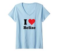 Donna I Heart Belize Love Country Souvenir Themed Stuff Maglietta con Collo a V