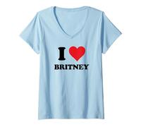 Donna I Heart Britney First Name I Love Personalized Stuff Maglietta con Collo a V