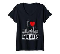 Donna I Heart Dublin I Love Dublin Souvenir Maglietta con Collo a V