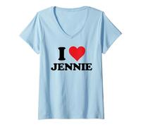 Donna I Heart Jennie First Name I Love Custom Stuff Maglietta con Collo a V