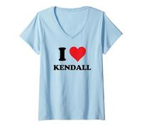 Donna I Heart Kendall First Name I Love Custom Stuff Maglietta con Collo a V