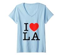 Donna I Heart LA Los Angeles California Minimalist Typography Maglietta con Collo a V