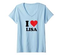 Donna I Heart Lisa First Name I Love Custom Stuff Maglietta con Collo a V
