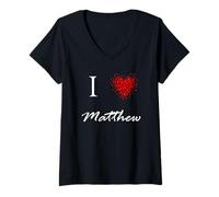 Donna I Heart Matthew First Name I Love Personalizzato Stuff Maglietta con Collo a V