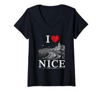 Donna I Heart Nice I Love Nice Souvenir Maglietta con Collo a V