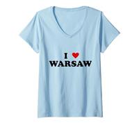Donna I Heart Poland City - I Love Varsavia Maglietta con Collo a V