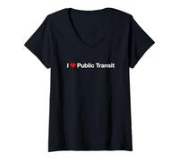 Donna I Heart Pubblico Transit Maglietta con Collo a V