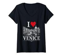 Donna I Heart Venice I Love Venice Souvenir Maglietta con Collo a V