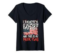Donna I Identify As An American Patriot This Is My Pride Flag Maglietta con Collo a V