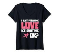 Donna I Just Freaking Love Pattinaggio su ghiaccio Divertente Figura Skater Regali Maglietta con Collo a V