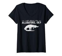 Donna I Just Really Like Alligators, Ok? Maglietta con Collo a V