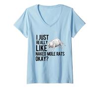 Donna I Just Really Like Nudo Mole Rat Lover Cucciolo di Sabbia Maglietta con Collo a V