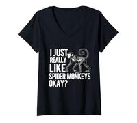 Donna I Just really Spider Monkey Lover, divertente, per uomini, donne, ragazze, ragazzi Maglietta con Collo a V