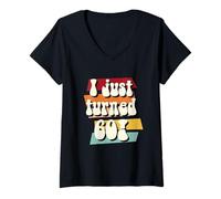 Donna I Just Turned 60! 60s '70s Stile Hippy 60° Compleanno retrò Maglietta con Collo a V