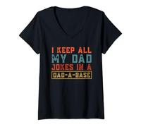 Donna I Keep all My Dad Jokes in a Dad a Base Vintage Fathers Day Maglietta con Collo a V