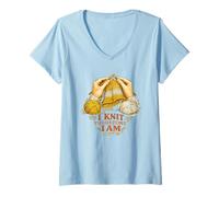 Donna I Knit So I Am Funny Knitting Philosophy Maglietta con Collo a V