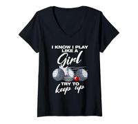 Donna I Know i Play Like a Girl Boule Boule Giocatore di Boule Petanque Boule Maglietta con Collo a V
